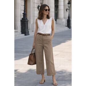 Massimo Dutti Wide Leg Cropped Trousers EU42 US10 Minimal